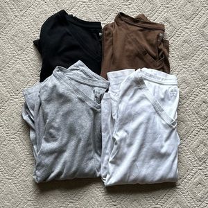 Uniqlo Long Sleeve V Neck Shirts Set of 4 Size Medium Women’s NWOT